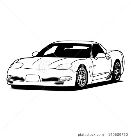 Black And White Car Vector Illustration For Conceptual Design. Black And White Car Vector Illustration For Conceptual Design. 140689710