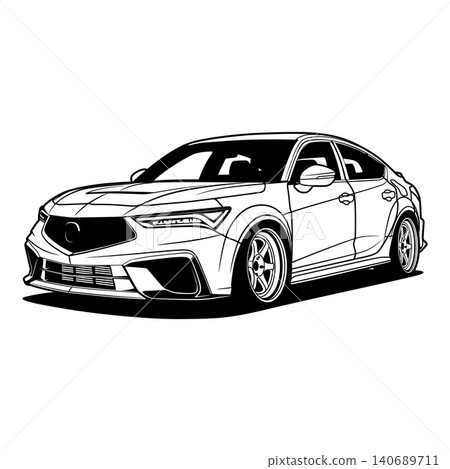 Black And White Car Vector Illustration For Conceptual Design. Black And White Car Vector Illustration For Conceptual Design. 140689711