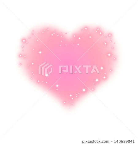 A sparkling pink heart with stardust and light particles on a transparent background. 140689841