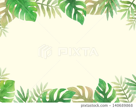 水彩熱帶植物畫框 140689868