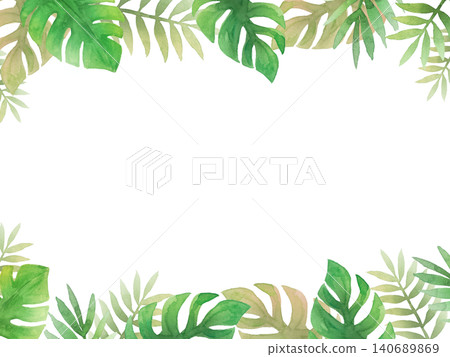 水彩熱帶植物畫框 140689869