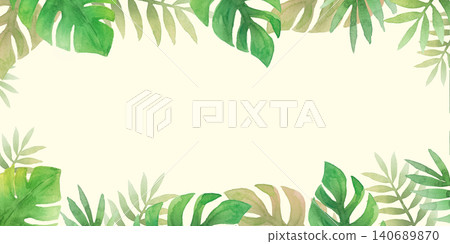水彩熱帶植物畫框 140689870