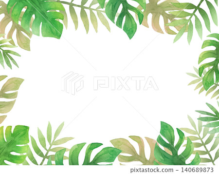 水彩熱帶植物畫框 140689873