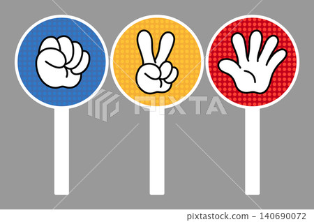 Illustration of the hand signs for rock-paper-scissors 140690072