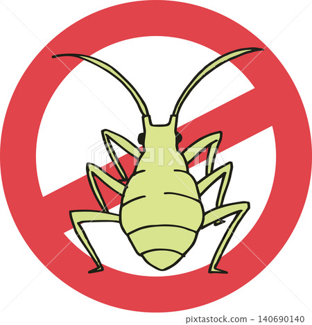 Cute illustration of a prohibition sign for aphid control and prevention (vector material for pest prevention that isn't too realistic) Cute illustration of a prohibition sign for aphid control and prevention (vector material for pest prevention that isn't too realistic) 140690140