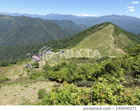 Tanigawadake Tenjindaira Ropeway Station, viewed from near the summit of Tanigawadake. Tanigawadake Tenjindaira Ropeway Station, viewed from near the summit of Tanigawadake. 140690371