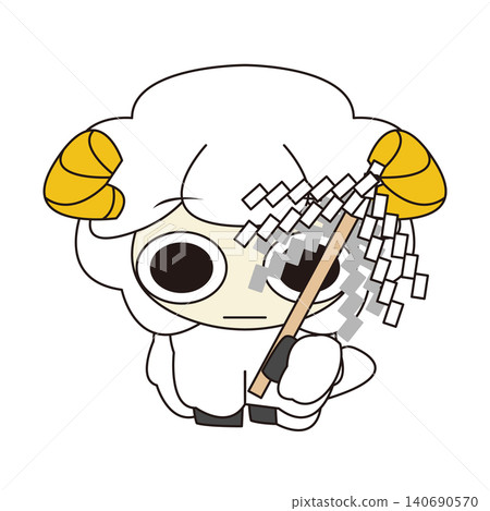 一幅簡單的插圖，描繪了一隻綿羊拿著一根淨化棒。 140690570
