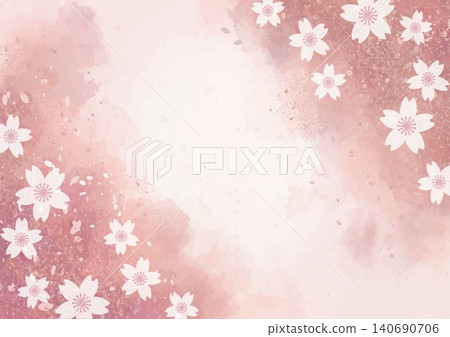 Japanese-style background with cherry blossoms and gold leaf, modern Japanese frame, vector material. Japanese-style background with cherry blossoms and gold leaf, modern Japanese frame, vector material. 140690706