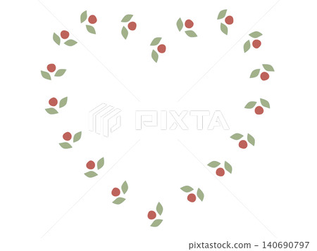 Hand-drawn illustration of a heart-shaped wreath made of nuts and berries Hand-drawn illustration of a heart-shaped wreath made of nuts and berries 140690797