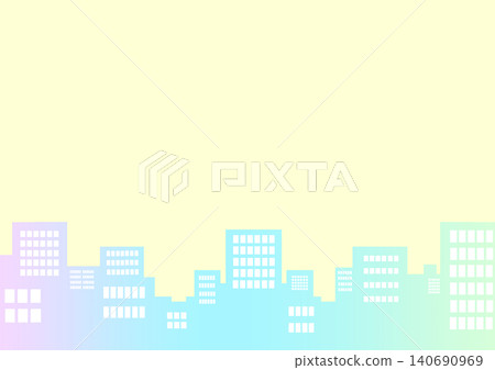 The towering buildings, a colorful gradient of soft hues The towering buildings, a colorful gradient of soft hues 140690969