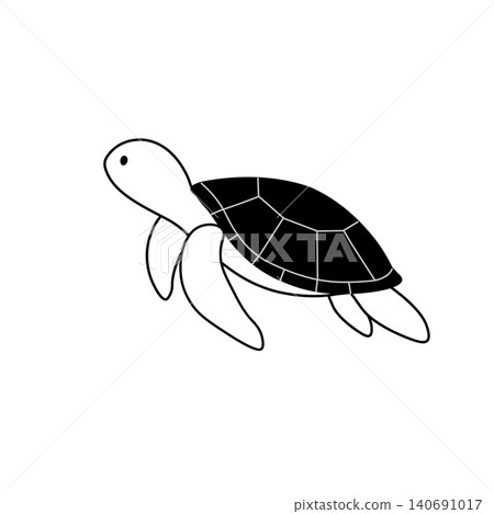 黑白海龜插圖。夏季主題,海洋主題,海龜,海洋生物,魚類。 黑白海龜插圖。夏季主題,海洋主題,海龜,海洋生物,魚類。 140691017