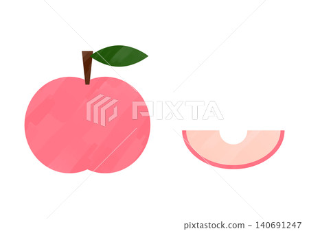 A hand-drawn style illustration of a peach 140691247