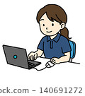 Female caregiver working on a computer 140691272