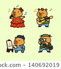 Cute Capybara Creative Characters Set Artist, Singer, Musician and Photographer 140692019