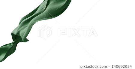 Green fabric flowing isolated on white background with copy space 3D render Green fabric flowing isolated on white background with copy space 3D render 140692034