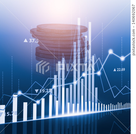 Business man on digital stock market financial indicator background. Digital business and stock market financial indicator on LED. Double exposure of business man and digital stock market financial. Business man on digital stock market financial indicator background. Digital business and stock market financial indicator on LED. Double exposure of business man and digital stock market financial. 140692067
