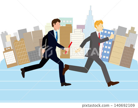 Businessmen are busy working in the office district. Businessmen are busy working in the office district. 140692109