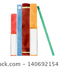 Books lined up, reading, watercolor illustration 140692154