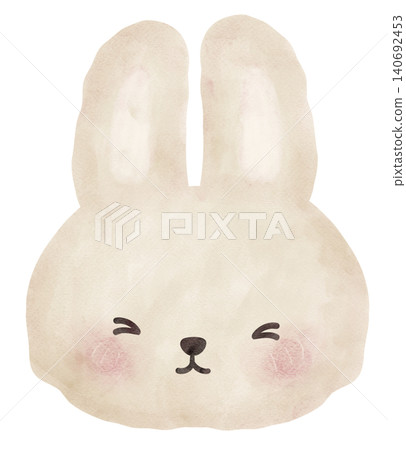Bunny emoji happy face expression watercolor illustration adorable for decoration design Bunny emoji happy face expression watercolor illustration adorable for decoration design 140692453
