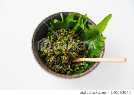 Pickled shiso seeds in soy sauce in a bowl Pickled shiso seeds in soy sauce in a bowl 140693043