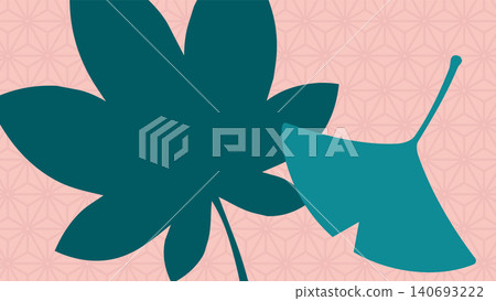 深綠色的楓葉和銀杏樹的輪廓 深綠色的楓葉和銀杏樹的輪廓 140693222