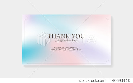 Thank you for your purchase card template with elegant border. Minimalist small business appreciation greeting mockup on pastel holographic aura fluid gradient background for online shopping. Thank you for your purchase card template with elegant border. Minimalist small business appreciation greeting mockup on pastel holographic aura fluid gradient background for online shopping. 140693448
