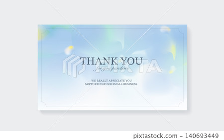 Elegant thank you for your purchase card template for small business. Minimalist customer appreciation mockup on soft blue pastel floral aura fluid gradient background for online shop packaging. Elegant thank you for your purchase card template for small business. Minimalist customer appreciation mockup on soft blue pastel floral aura fluid gradient background for online shop packaging. 140693449