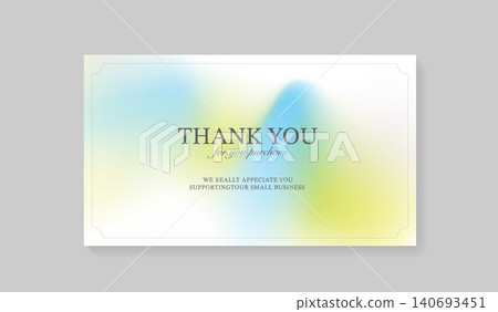 Thank you for your purchase card template with elegant border. Minimalist small business appreciation greeting mockup on blue lime green pastel aura fluid gradient background for online shopping. Thank you for your purchase card template with elegant border. Minimalist small business appreciation greeting mockup on blue lime green pastel aura fluid gradient background for online shopping. 140693451