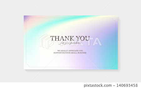 Thank you for your purchase card template with elegant border. Minimalist small business appreciation greeting mockup on pastel holographic aura fluid gradient background for online shopping. Thank you for your purchase card template with elegant border. Minimalist small business appreciation greeting mockup on pastel holographic aura fluid gradient background for online shopping. 140693458