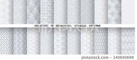 Geometric set of seamless gray and white patterns. Simple vector graphics Geometric set of seamless gray and white patterns. Simple vector graphics 140693699