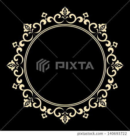 Decorative frame Elegant vector element for design in Eastern style, place for text. Floral black and golden frame. Lace illustration for invitations and greeting cards Decorative frame Elegant vector element for design in Eastern style, place for text. Floral black and golden frame. Lace illustration for invitations and greeting cards 140693722