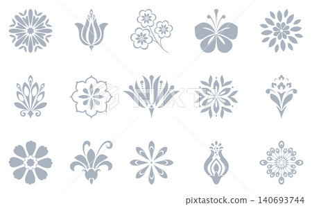 Flower icons set. Isolated elements for design. Vector graphics. Flower collection 140693744