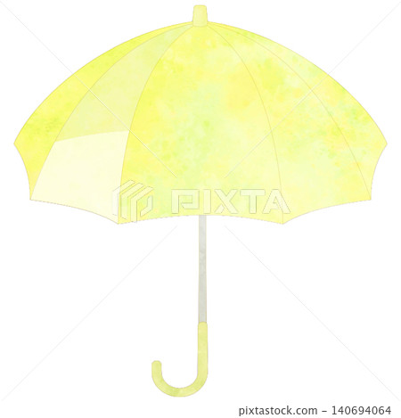 一幅水彩風格的黃色雨傘插圖,雨傘上有一個透明窗口。 一幅水彩風格的黃色雨傘插圖,雨傘上有一個透明窗口。 140694064