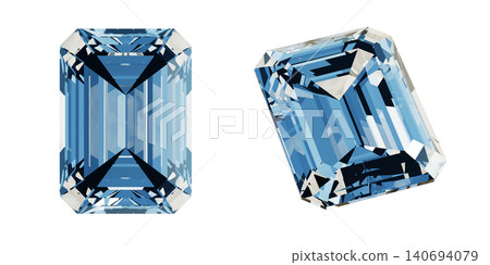 Emerald-cut diamond. A realistic 3DCG illustration of a gemstone. Emerald-cut diamond. A realistic 3DCG illustration of a gemstone. 140694079