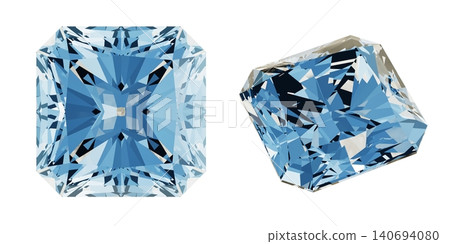 Asscher-cut diamond. A realistic 3DCG illustration of a gemstone. Asscher-cut diamond. A realistic 3DCG illustration of a gemstone. 140694080
