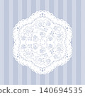 淺藍色條紋背景和蕾絲布料 140694535