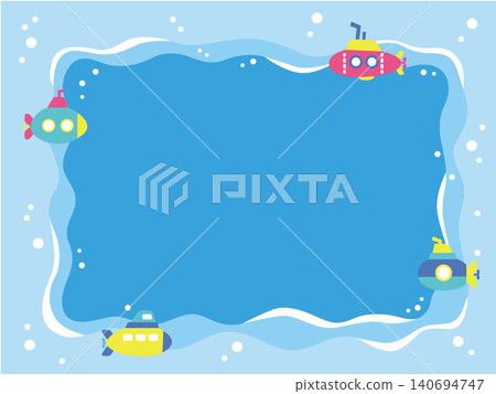 Illustration frame of a submarine diving into the sea 140694747