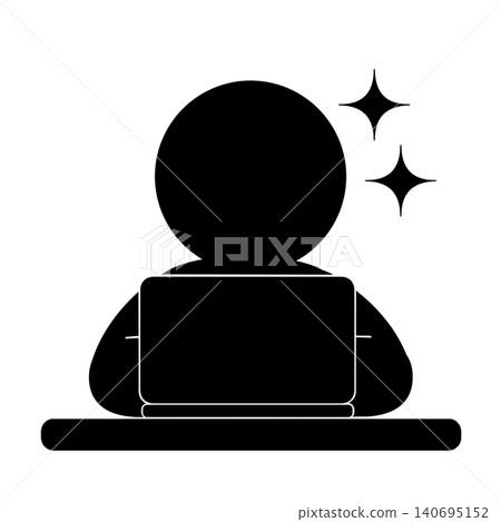 A pictogram of a person comfortably working on a computer. A pictogram of a person comfortably working on a computer. 140695152