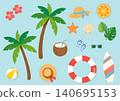 Tropical summer beach & resort illustration set 140695153
