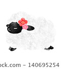 一幅水彩風格的黑羊插圖。 140695254