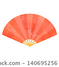 一幅水彩風格的紅色扇子展開的插圖。 140695256