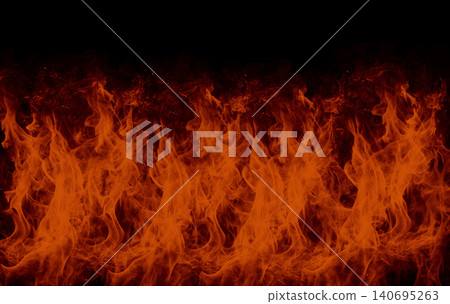 Red fire flames on black background 140695263