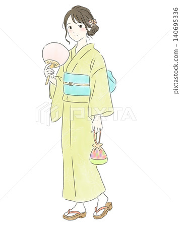一個女人穿著浴衣 140695336