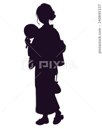 身穿浴衣的女子剪影 140695337