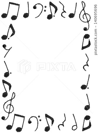 [Vertical Musical Note Frame] Hand-Embroidered Illustration Material 140695696