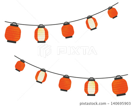 Watercolor-style lanterns, red and white 140695903