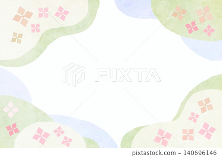 雨季繡球花邊框背景 雨季繡球花邊框背景 140696146