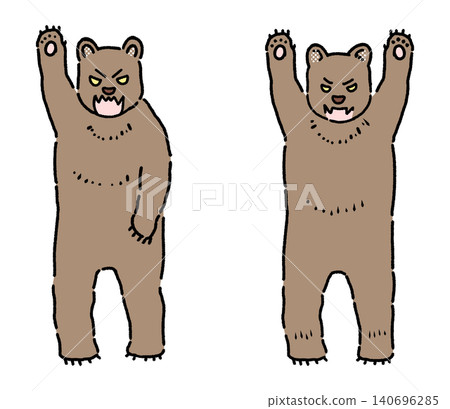 A color illustration of a bear raising its arms in a threatening manner. 140696285