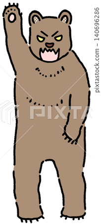 A color illustration of a bear raising its arms in a threatening manner. 140696286