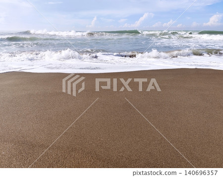 cool beach atmosphere with waves and sand cool beach atmosphere with waves and sand 140696357